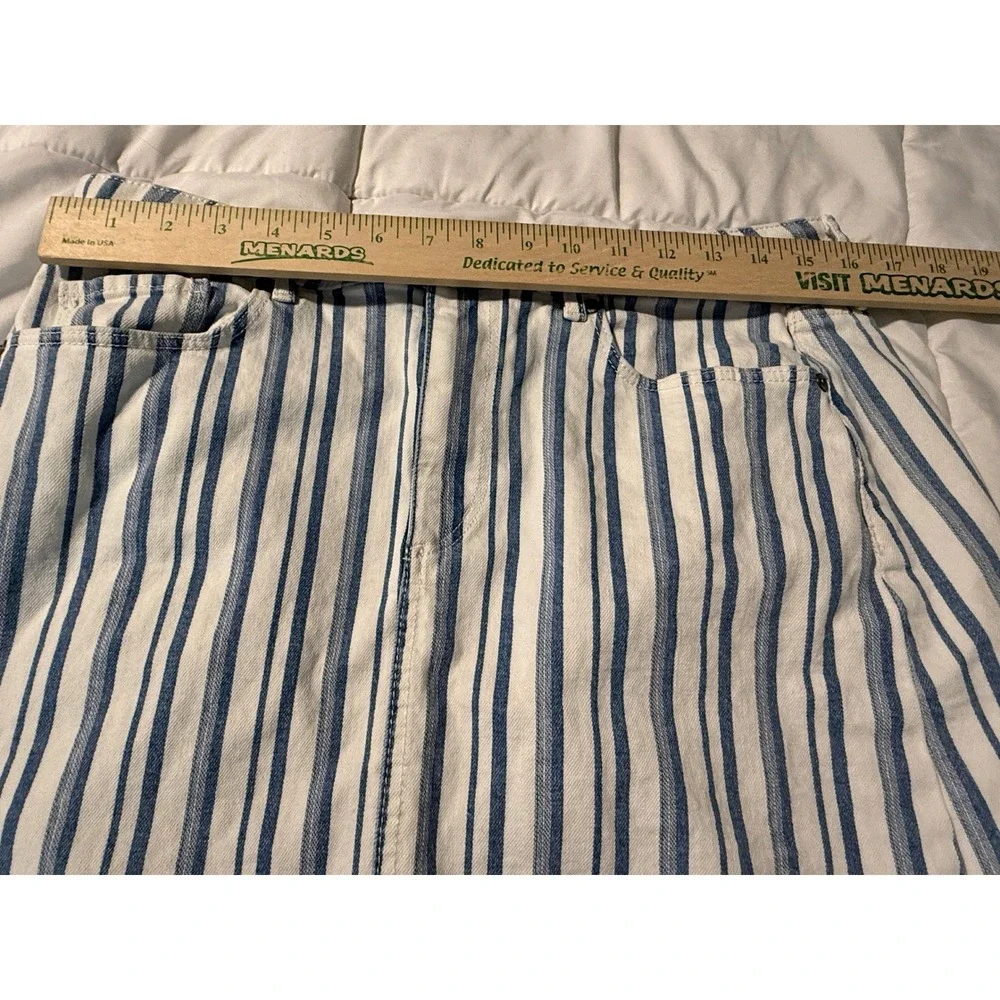 Loft Blue White Striped Denim Mini Skirt Womens 12 Cotton‎ Stretch coastal